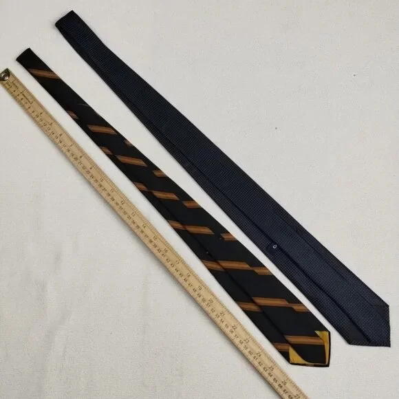 Lot Of 2 Black Formal Neckties Croft&Barrow Wembley Blue Dotted & Brown Striped - Picture 3 of 5